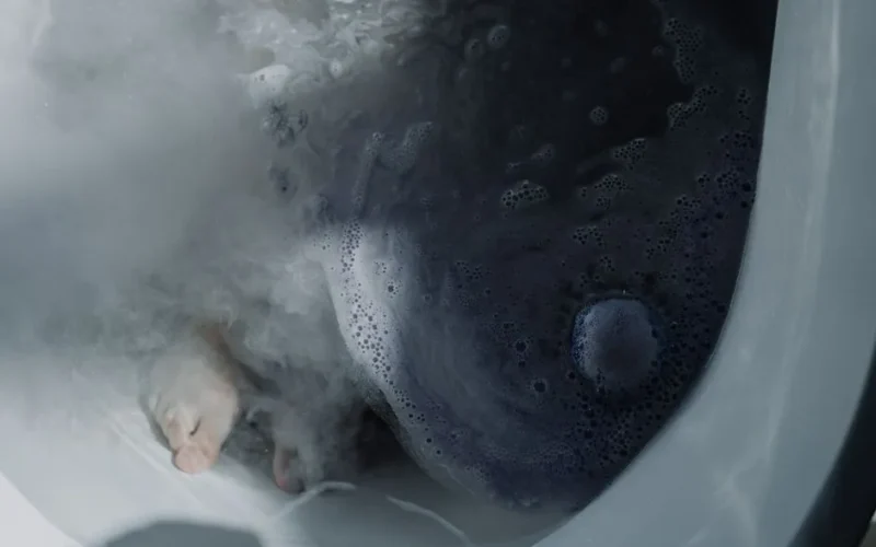 A calming bath scene with feet submerged in warm, foamy water, perfect for relaxation.